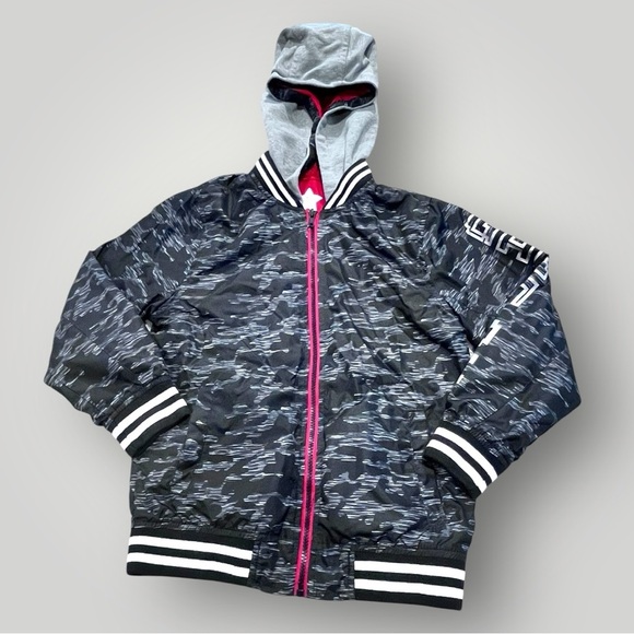 365Kids Other - 365 Kids Black and Gray Camouflage Zip Up Hooded Jacket